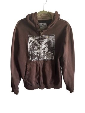 Y2K Vintage Zoo York Brown Zip-Up Hoodie Sweatshirt